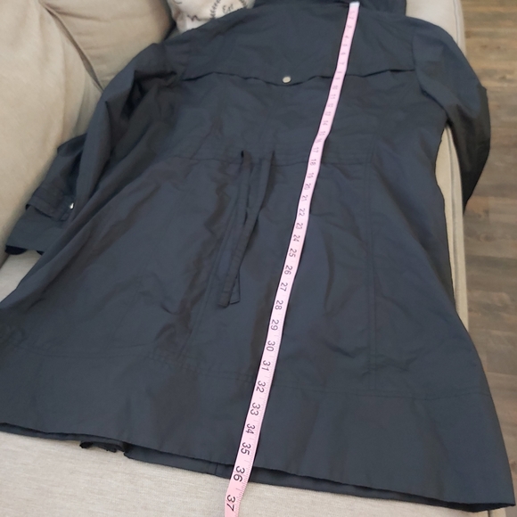 Cole Haan black hooded long trench rain coat - Picture 13 of 15